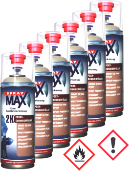 SprayMax 2K-Epoxy-Grundierung, Grau, Sperrgrung, 6x400ml Spray (1 Karton)