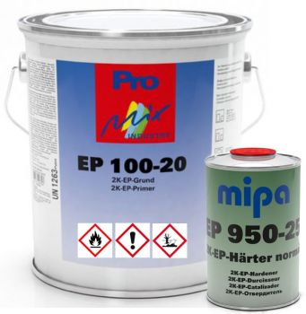 MIPA 2K-EP-Grundierung (EP100-20) 5kg + Härter (EP950-25) 1kg, RAL 1017 Safrangelb