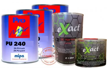 MIPA/eXact 2K-Acryl-Lack Set, Mazda (nach Farbauswahl), 3kg Lack + 1,5 Liter Härter, (4 Glanzstufen wählbar)